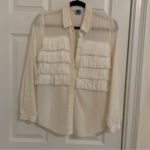 Rebecca Taylor Silk Fringe Blouse
